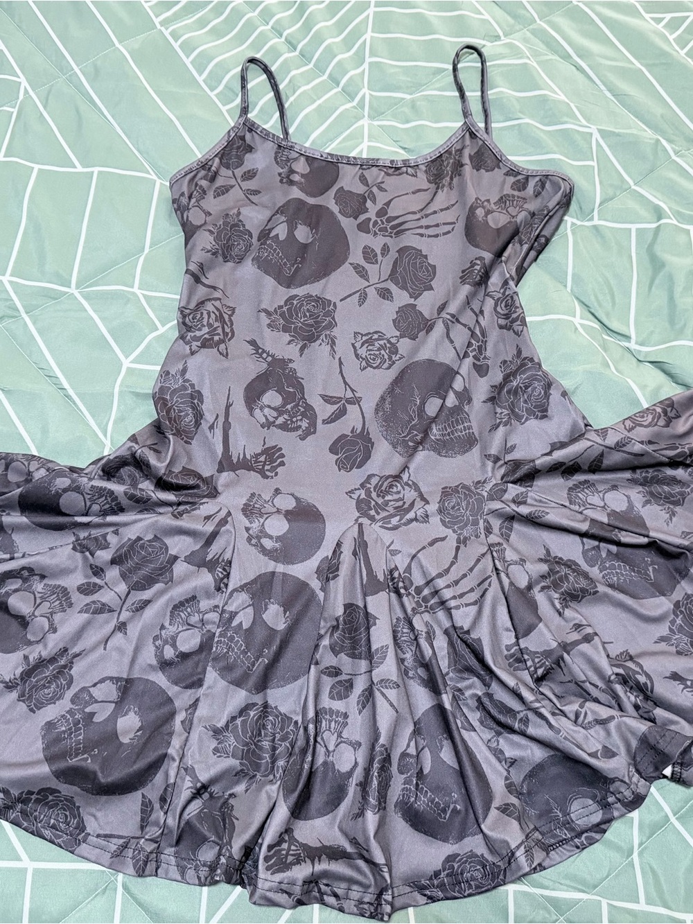 Gray Skull & Rose Dress